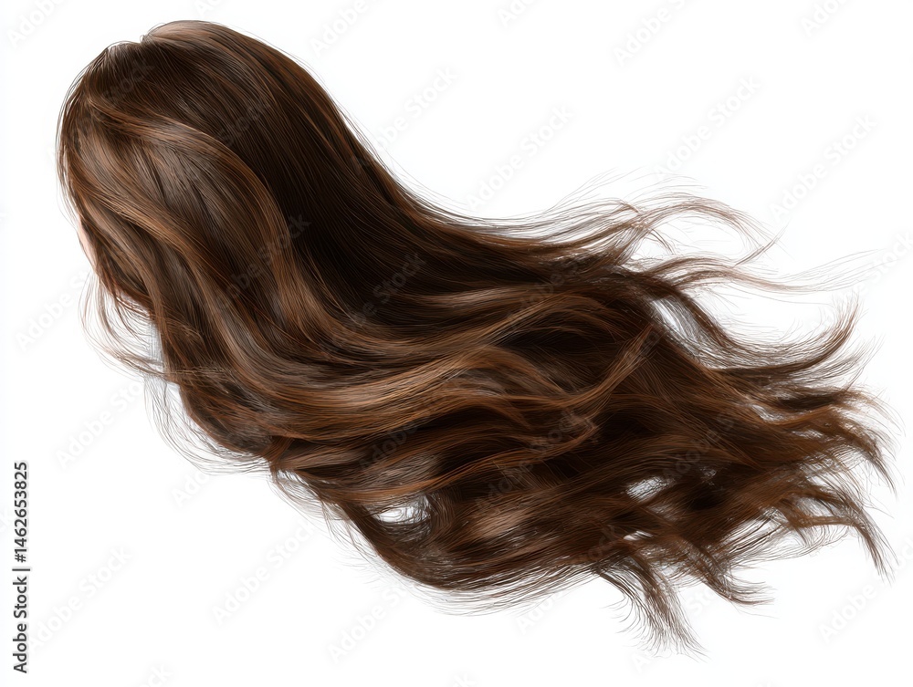 Naklejka premium Brown wavy hair isolate on white background
