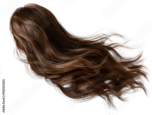 Brown wavy hair isolate on white background