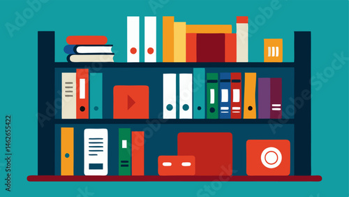 Resource Accessibility A bookshelf filled with various formats of textbooksBraille large print and audio CDshighlighting accessible resources for students.