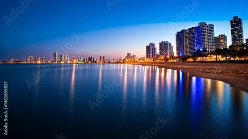 Wallpaper Mural Coastal city skyline at twilight.  Reflections on water Torontodigital.ca