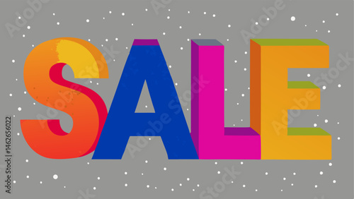 Glittering Letters A large SALE sign featuring bold block letters filled with multicolored glitter set against a shimmering silver background.