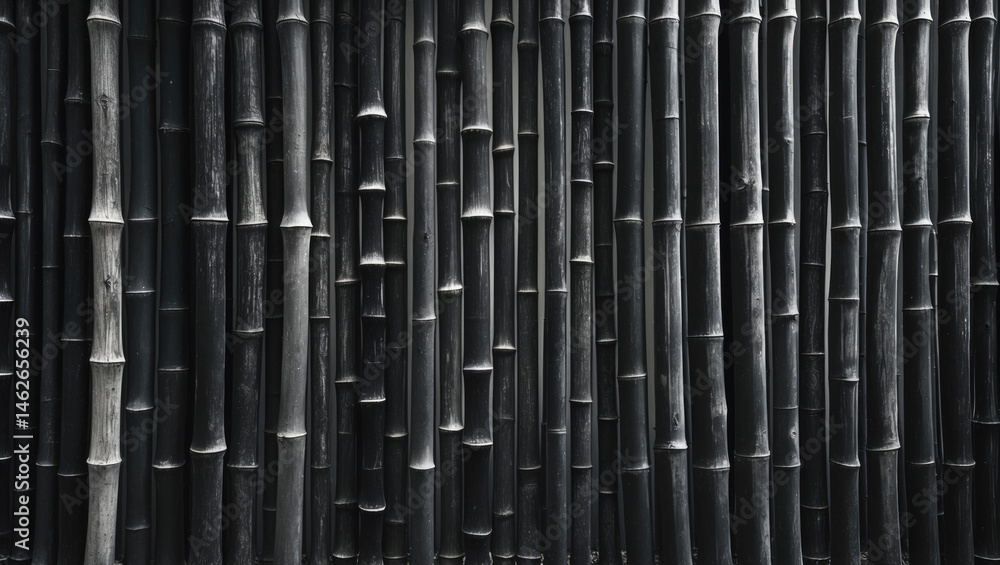 Fototapeta premium Natural dark bamboo texture showcasing dried bamboo wall or fence with exotic appeal