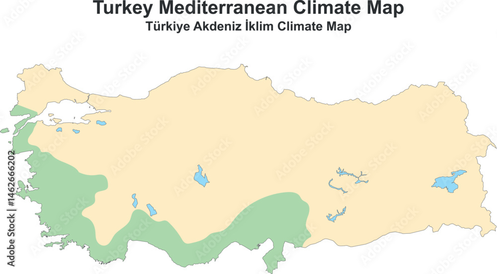 Obraz premium Turkey Mediterranean Climate Map. Vector illustration isolated on white background.