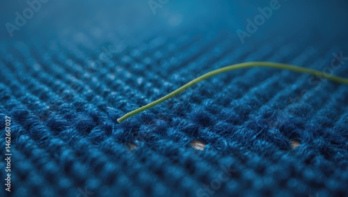 Close-up of blue woven fabric showcasing abstract textile texture for interior decor