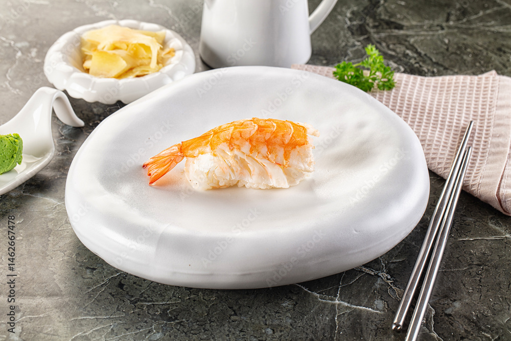 Japanese cuisine - sushi with prawn Japanese cuisine - sushi with prawn