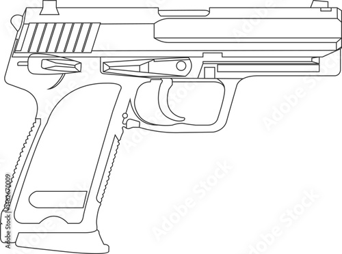  Icon of self-loading German pistol for police and military HK USP line in black color.