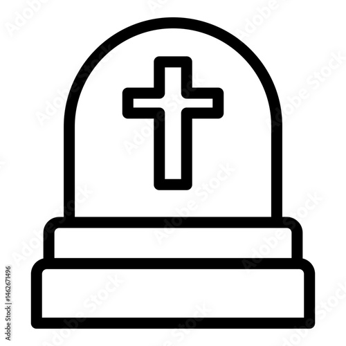 Grave Vector Line Icon Design