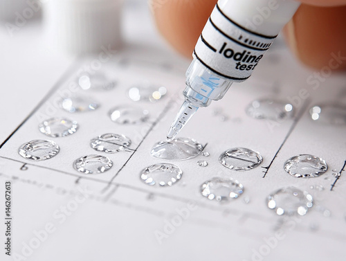 Iodine test text on a paper