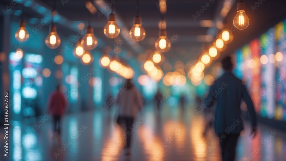 Blurred shopping mall interior featuring bokeh lighting and design elements Blurred shopping mall interior featuring bokeh lighting and design elements