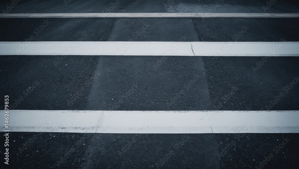 Fototapeta premium Urban crosswalk on asphalt road with pedestrian safety features