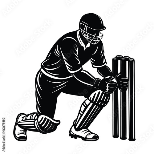 wicket keeper vector art Icons vector art silhouette