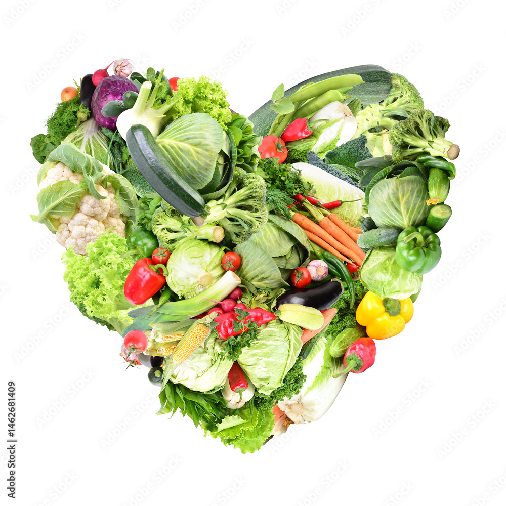 Fresh vegetables isolated on white background
