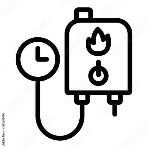 Tankless Water Heater Vector Line Icon Design