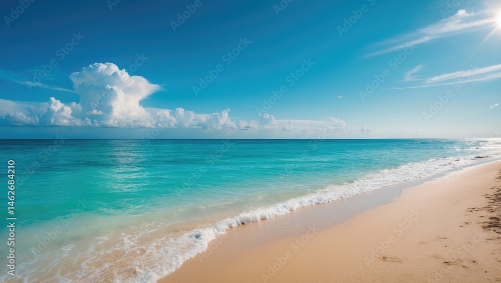 Fototapeta premium Summer seaside scene, wide-angle view