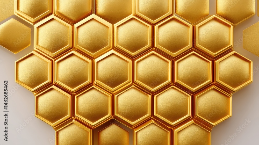 Golden Honeycomb Elegance - Intricate Paper Design with Gilded Texture Close-Up Golden Honeycomb Elegance - Intricate Paper Design with Gilded Texture Close-Up