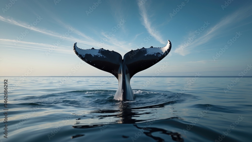 Fototapeta premium Whale's tail seen during migration off the coast