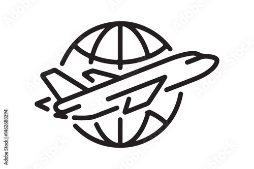 Airplane Travel Icon Vector Global Flight and Aviation Illustration