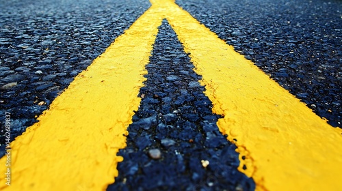 yellow lines on asphalt