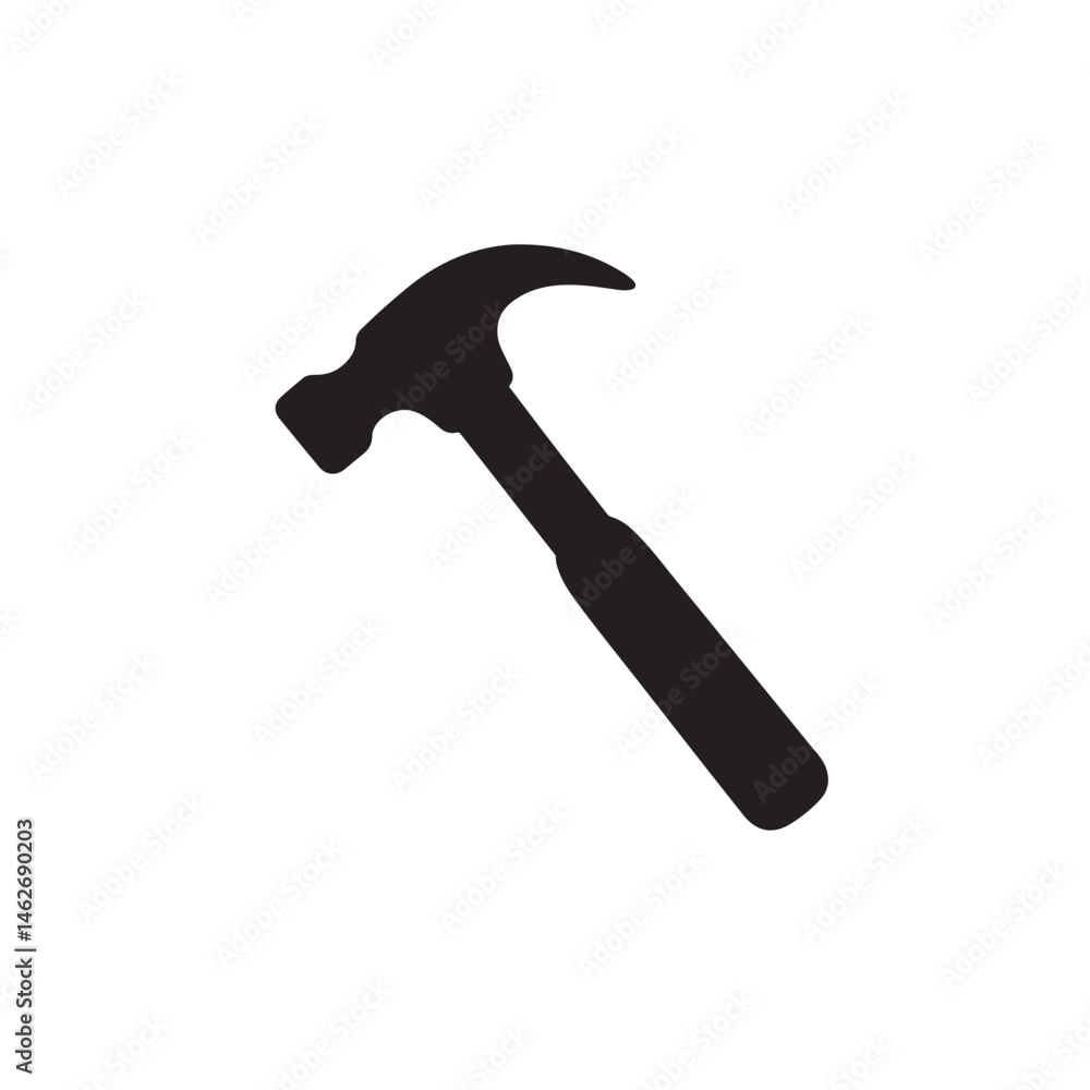 Hammer Silhouette, Tool and Construction Vector Icon Hammer Silhouette, Tool and Construction Vector Icon