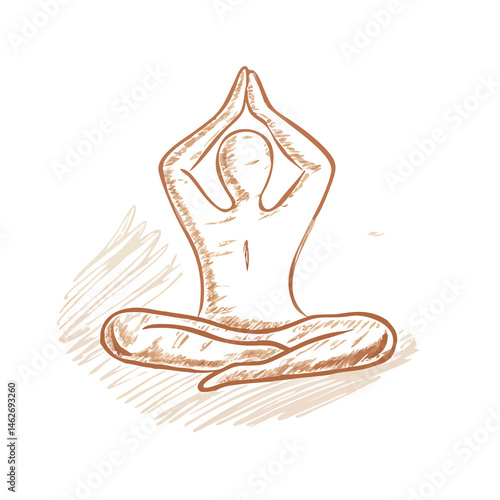 Hand-drawn yoga pose icon sketchy pencil style