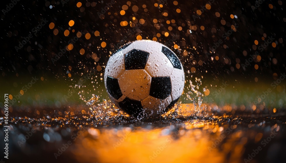 Fototapeta premium Soccer ball in splashing water