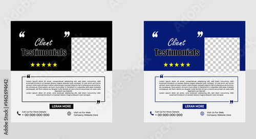 creative modern clean clients testimonial or clients feedback review template design with colorful shape
