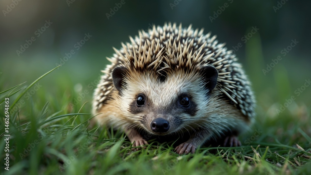 Wild hedgehog with a cute nose captured up close, showcasing macro details of spines, needles, ear, and eye in nature Wild hedgehog with a cute nose captured up close, showcasing macro details of spines, needles, ear, and eye in nature