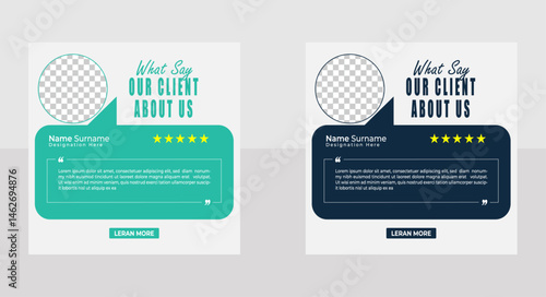 creative modern clean clients testimonial or clients feedback review template design with colorful shape

