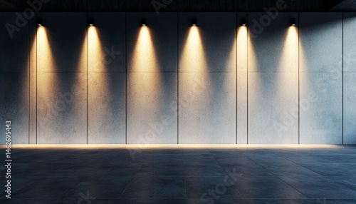 Empty modern concrete space with spotlights