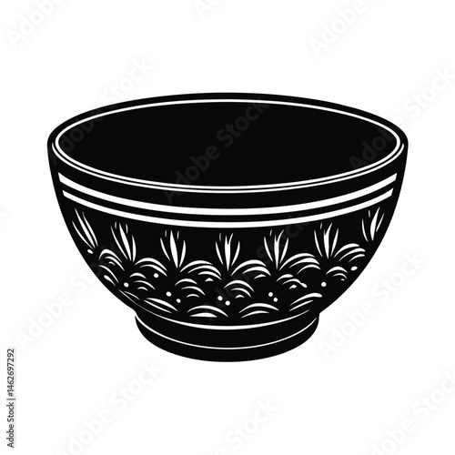 a food bowl vector art silhouette 