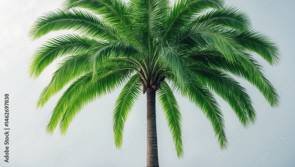 Obraz premium Tropical coconut tree and bush on a white background with clipping path