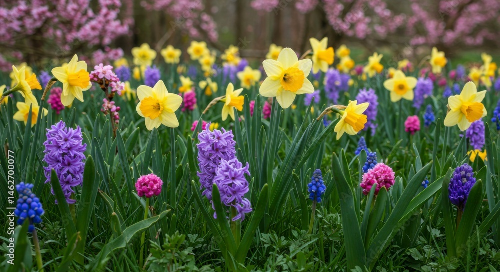 Vibrant spring flowers in bloom Vibrant spring flowers in bloom