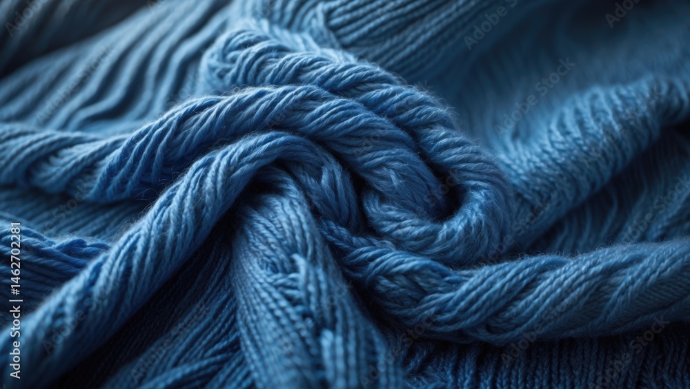 Textured fabric background featuring handmade wool knit and blue design elements Textured fabric background featuring handmade wool knit and blue design elements