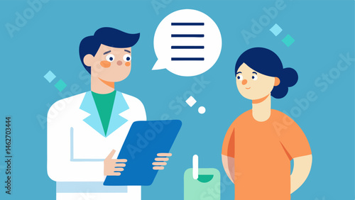Patient Discussing Results A patient sitting with a healthcare professional looking at a printout of DNA test results with expressions of curiosity and engagement.