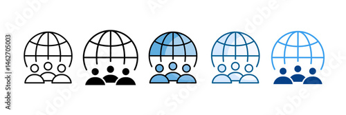 Global Community Icon Set Multiple Style Collection