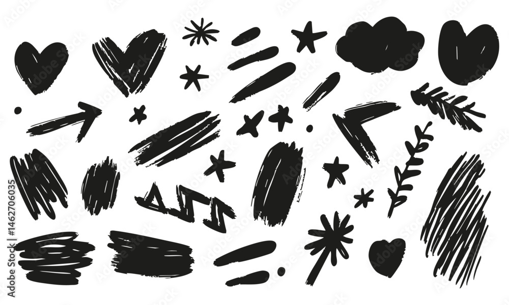 Abstract Brush Stroke Elements Silhouette Set. Creative Design Shapes For Artistic Projects And Graphic Design. Isolated Vector Illustration Collection Abstract Brush Stroke Elements Silhouette Set. Creative Design Shapes For Artistic Projects And Graphic Design. Isolated Vector Illustration Collection