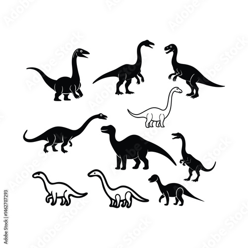 Dinosaur Silhouettes Vector Art Design
