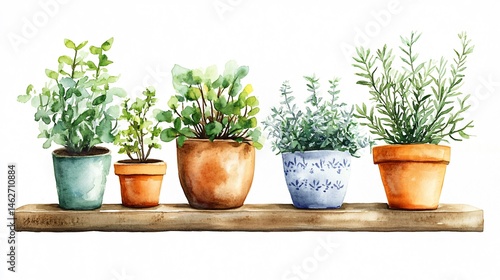 Wallpaper Mural Colorful Watercolor Illustration of Vibrant House Plants in Pots Torontodigital.ca