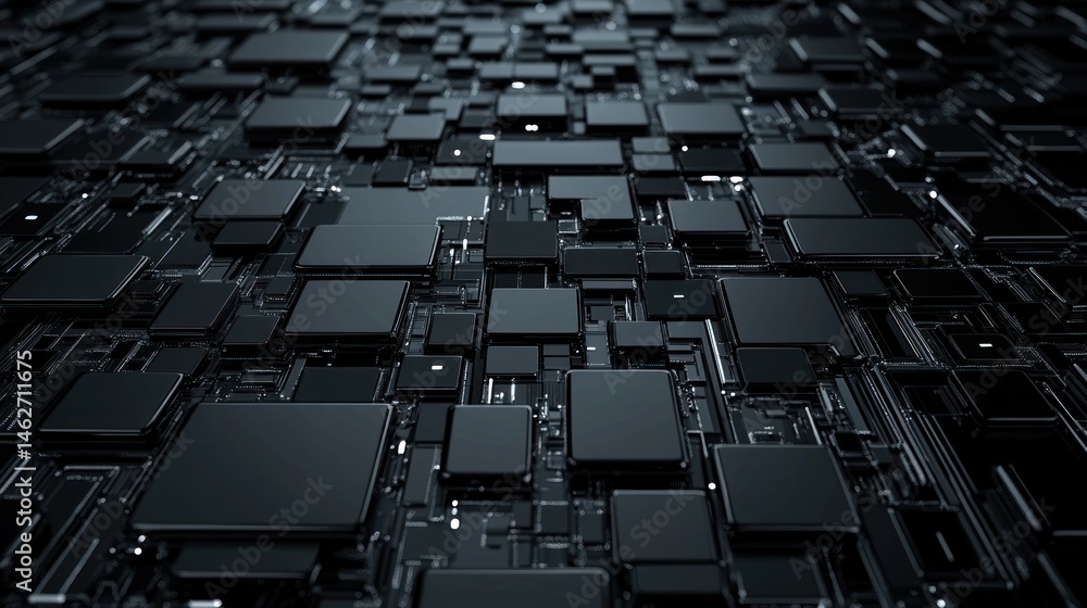 Obraz premium Abstract dark metallic square texture background 3 d digital rendering