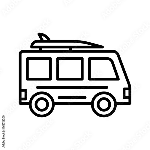 Surfing Bus vector icon set collection. Surfing Bus Outline flat Icon.