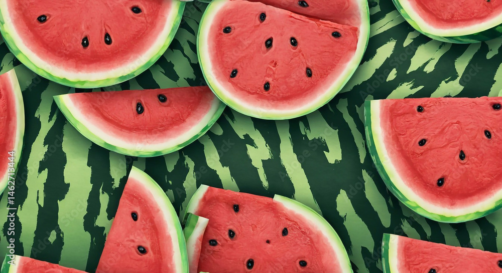 red ripe watermelon, watermelon slices with red flesh red ripe watermelon, watermelon slices with red flesh