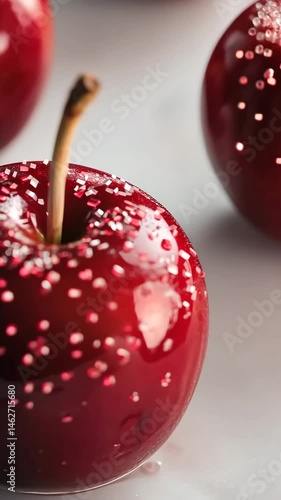 Candied apples glimmering with bright colors at a festive gathering during autumn