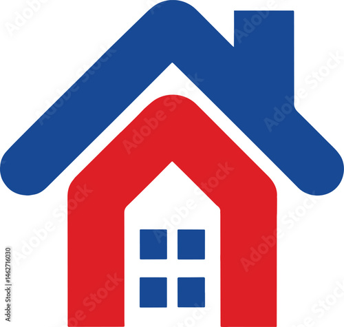 Modern colorful home icon in flat design for branding real estate agencies, rental platforms, and construction businesses
