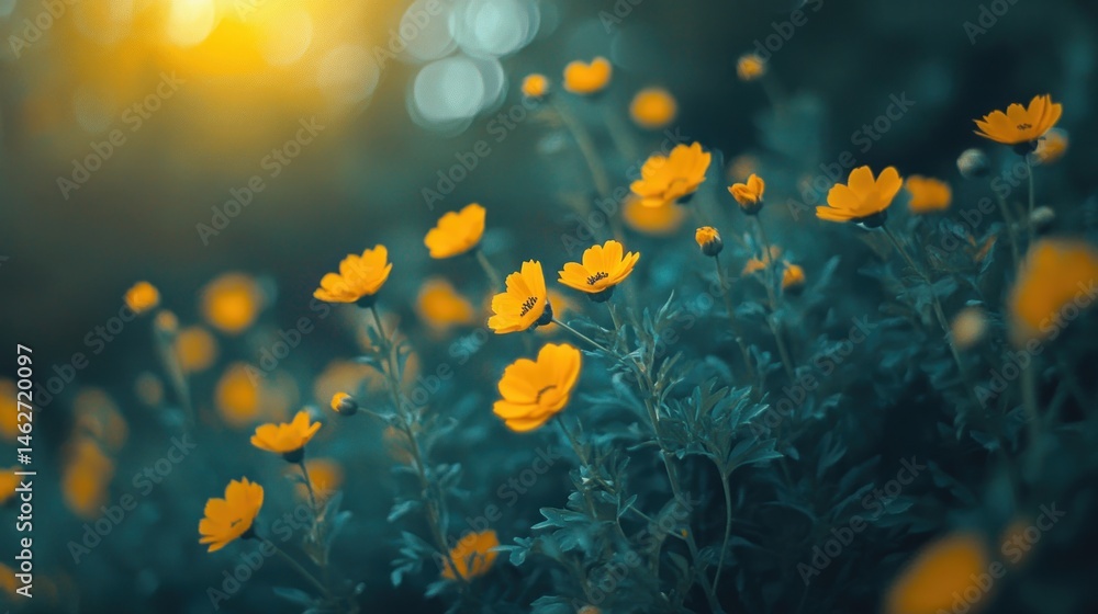Yellow flowers in sunlight soft focus garden bloom photography Yellow flowers in sunlight soft focus garden bloom photography
