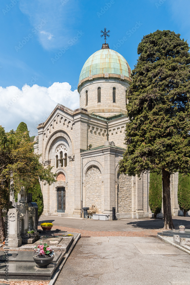 Obraz premium Funeral chapel (Famedio) in the Monumental Cemetery of Lugano, in the canton of Ticino, Switzerland