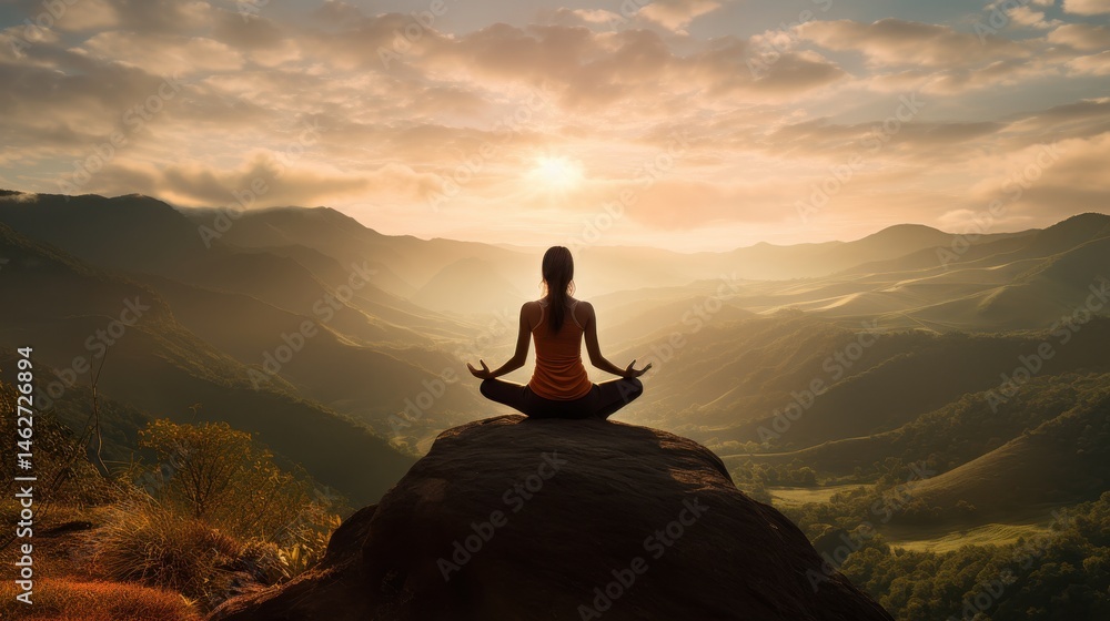 Meditating by sunrise, yoga retreat Meditating by sunrise, yoga retreat