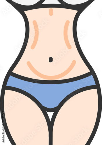 Female Flat Belly Vector in Shape