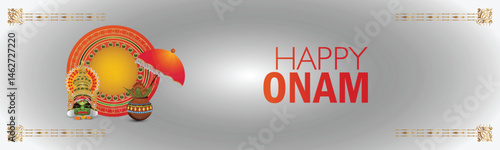 Photos Happy onam festival with snake boat race and illustration