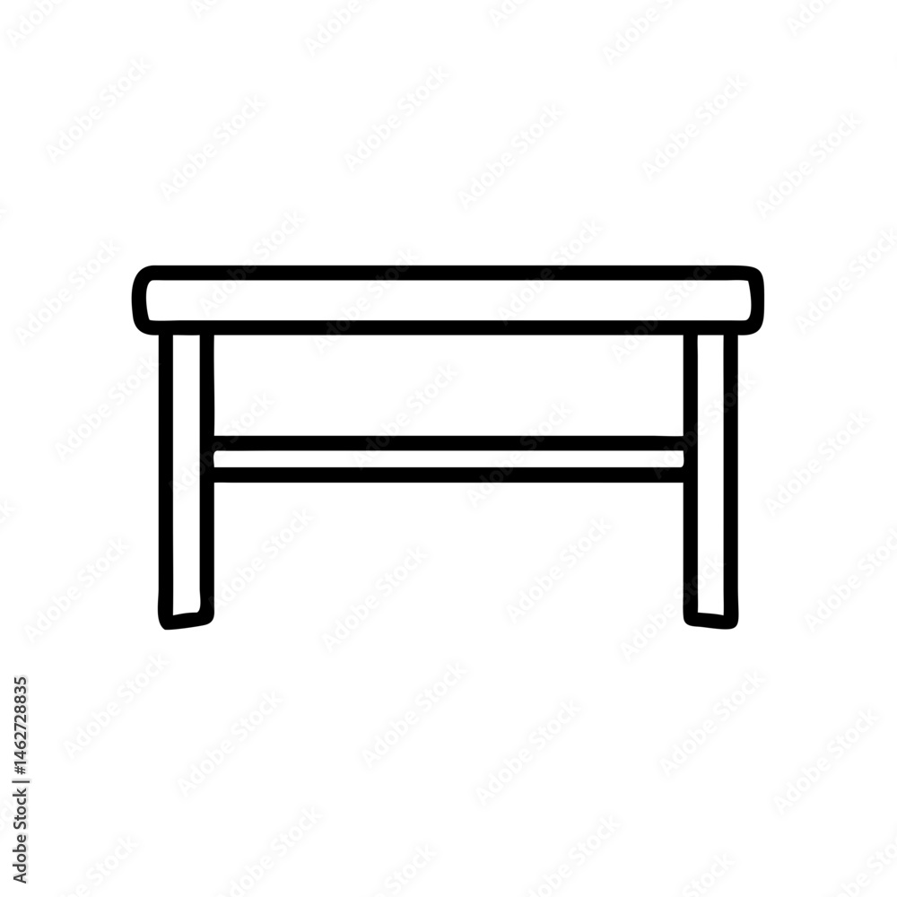 Simple wooden table icon in black and white style Simple wooden table icon in black and white style