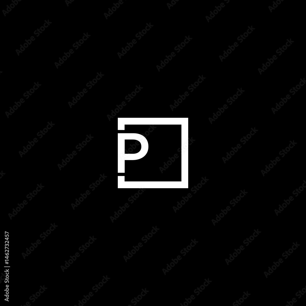 Fototapeta premium p letter logo combination with box